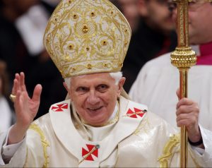 VATICAN CITY, VATICAN - JANUARY 06: Pope Benedict XVI celebrates the solemnity of the Epiphany in St. Peter's Basilica, on January 6, 2009 in Vatican City, Vatican. The pope adressed his speech to pilgrims and tourists stating his wish to encourage diplomatic efforts and mutual dialogue towards a peaceful resolution of the ongoing Israeli and Palestinian conflict. (Photo by Franco Origlia/Getty Images) *** Local Caption *** Benedict XVI